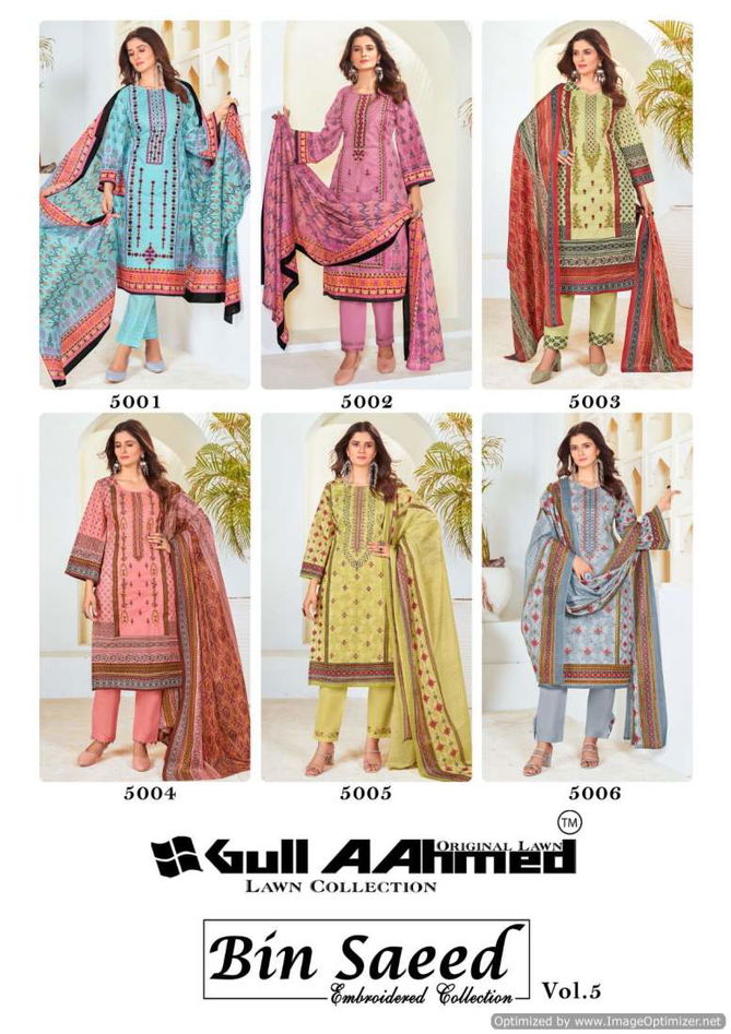 Bin Saeed Vol 5 By Gull A Ahmed Lawn Cotton Dress Material Wholesalers In Delhi
